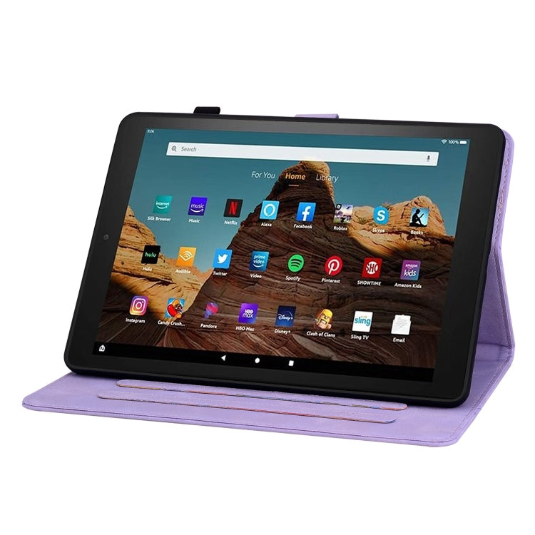 For Amazon Fire HD10 2023 Lily Embossed Leather Tablet Case