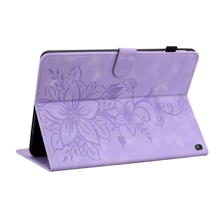 For Amazon Fire HD10 2023 Lily Embossed Leather Tablet Case