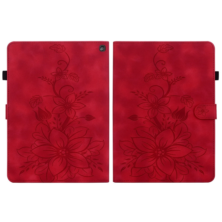 For Amazon Fire HD10 2023 Lily Embossed Leather Tablet Case