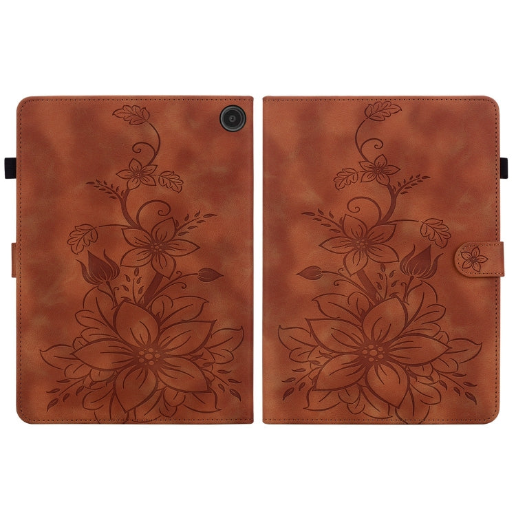 For Amazon Fire Max 11 Lily Embossed Leather Tablet Case