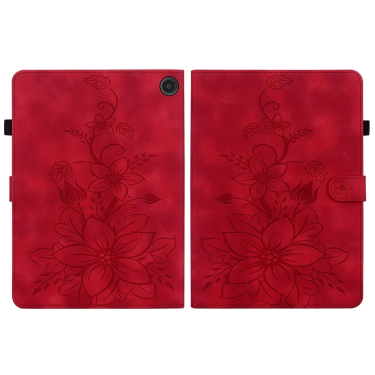For Amazon Fire Max 11 Lily Embossed Leather Tablet Case