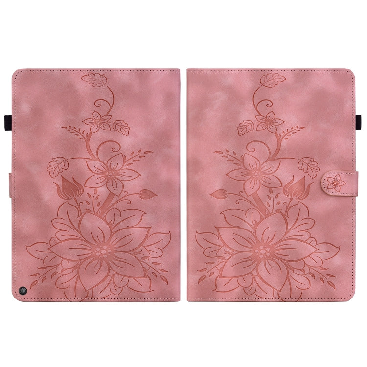For Amazon Fire HD8 2020/2022 Lily Embossed Leather Tablet Case