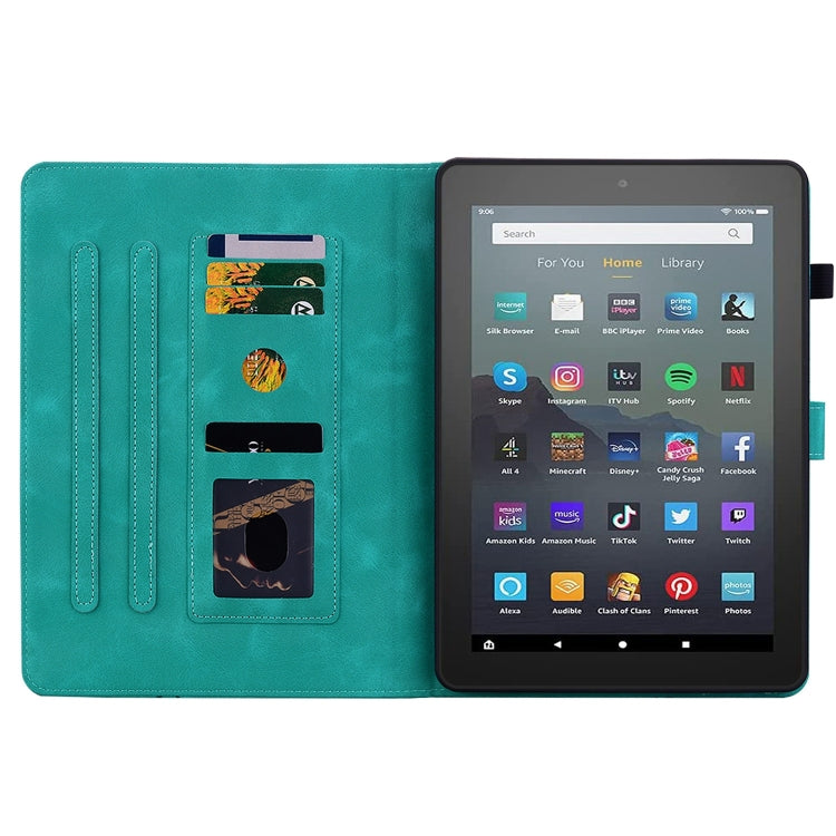 For Amazon Fire 7 2022 Lily Embossed Leather Tablet Case
