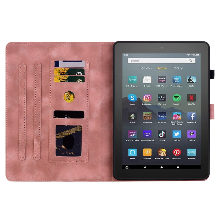 For Amazon Fire 7 2022 Lily Embossed Leather Tablet Case