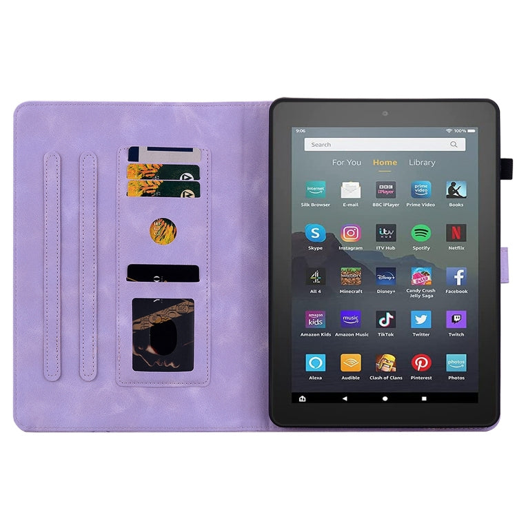 For Amazon Fire 7 2022 Lily Embossed Leather Tablet Case