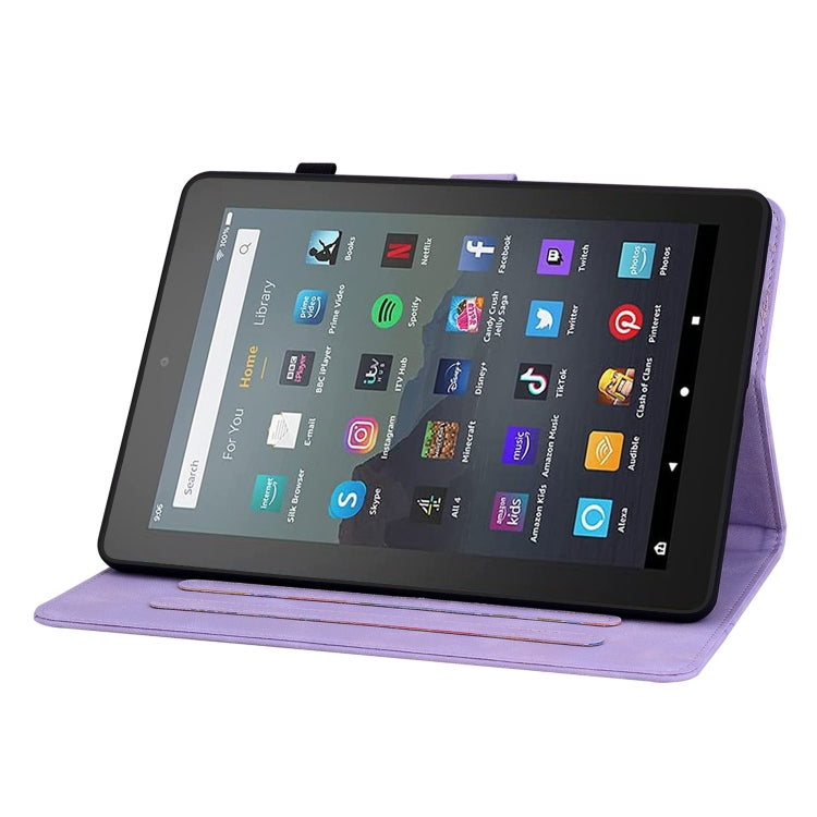 For Amazon Fire 7 2022 Lily Embossed Leather Tablet Case