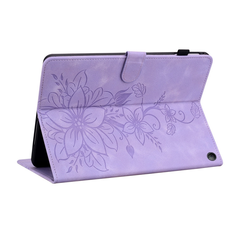 For Amazon Fire 7 2022 Lily Embossed Leather Tablet Case