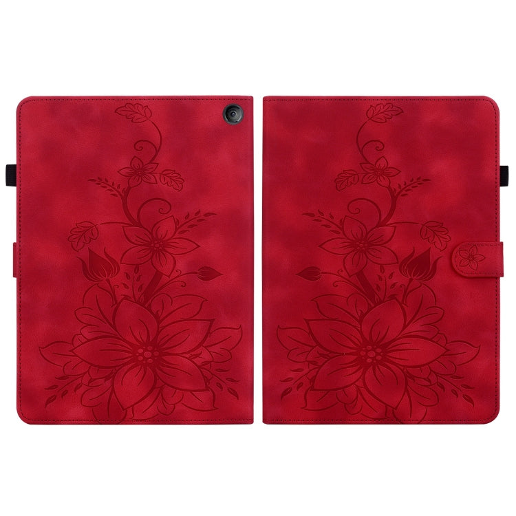 For Amazon Fire 7 2022 Lily Embossed Leather Tablet Case