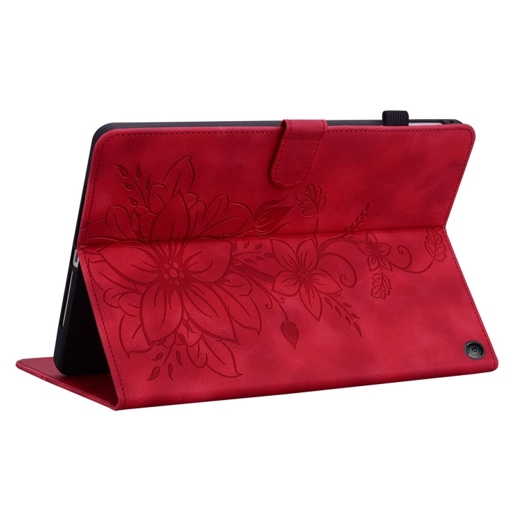 For Amazon Fire 7 2022 Lily Embossed Leather Tablet Case