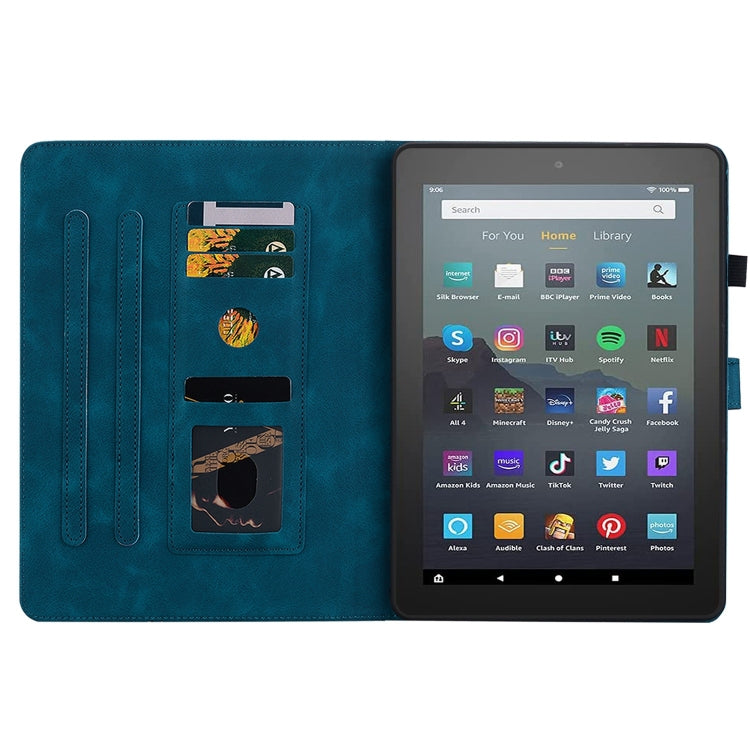 For Amazon Fire 7 2022 Lily Embossed Leather Tablet Case