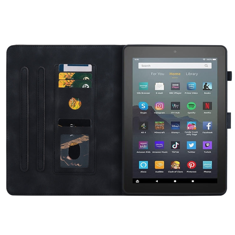 For Amazon Fire 7 2022 Lily Embossed Leather Tablet Case