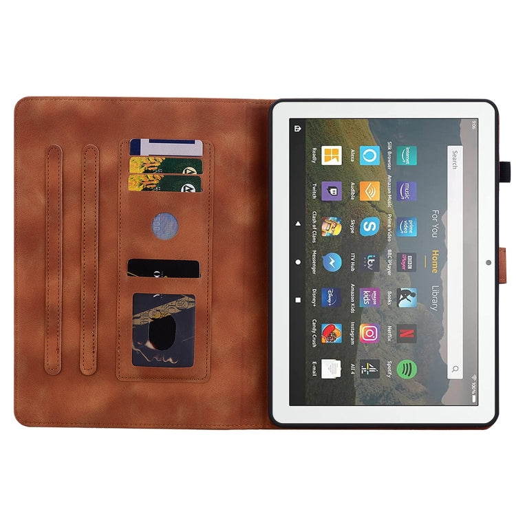 For Amazon Fire HD8 2015-2018 Lily Embossed Leather Tablet Case
