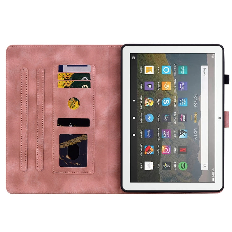 For Amazon Fire HD8 2015-2018 Lily Embossed Leather Tablet Case