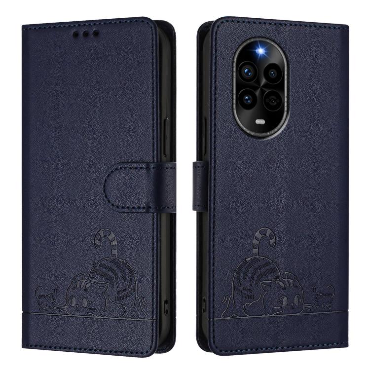 For Huawei nova 13 Pro 5G Cat Rat Embossed Pattern RFID Leather Phone Case with Lanyard