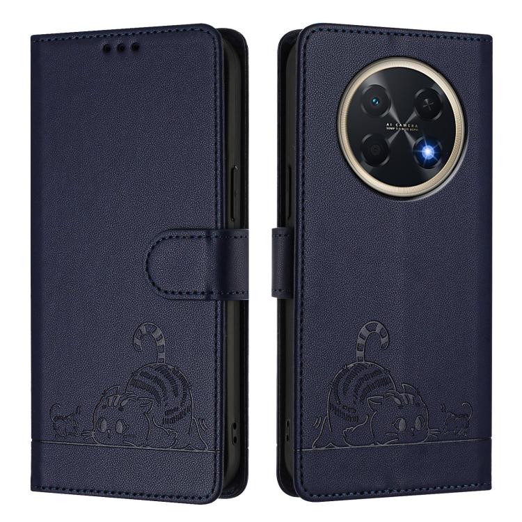 For Huawei Pura 90 Pro Max 5G Cat Rat Embossed Pattern RFID Leather Phone Case with Lanyard