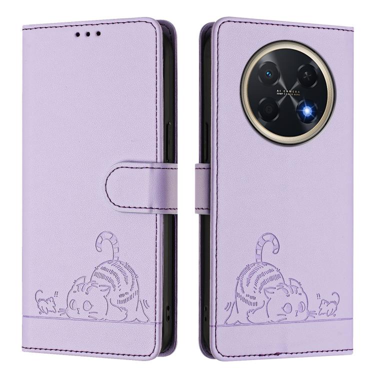 For Huawei Pura 90 Pro Max 5G Cat Rat Embossed Pattern RFID Leather Phone Case with Lanyard