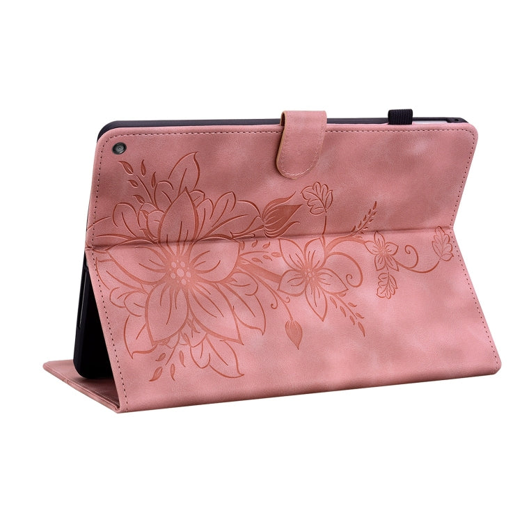 For Amazon Fire HD10 / HD10 Plus 2021 Lily Embossed Leather Smart Tablet Case