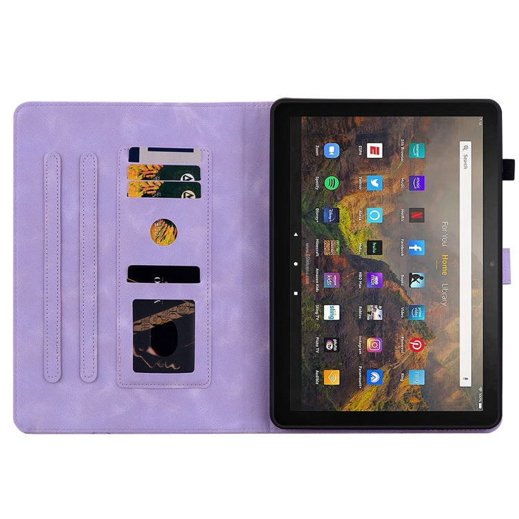 For Amazon Fire HD10 / HD10 Plus 2021 Lily Embossed Leather Smart Tablet Case