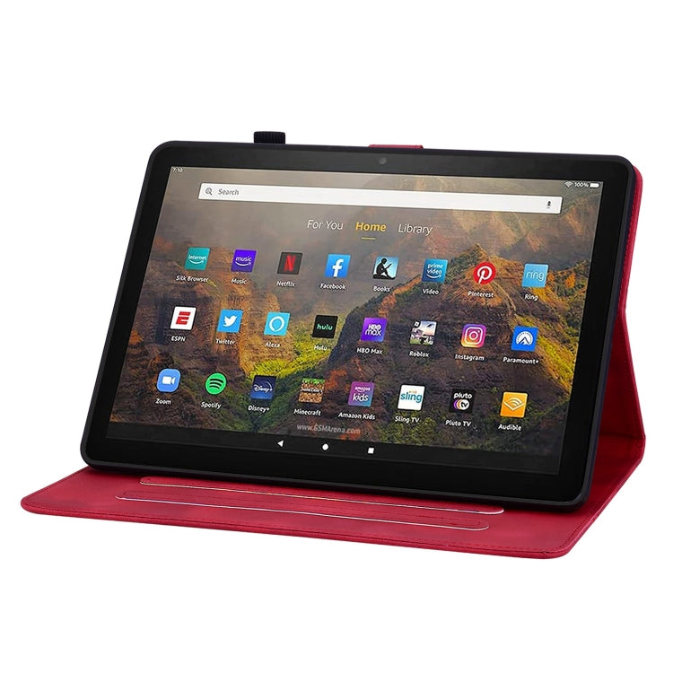For Amazon Fire HD10 / HD10 Plus 2021 Lily Embossed Leather Smart Tablet Case