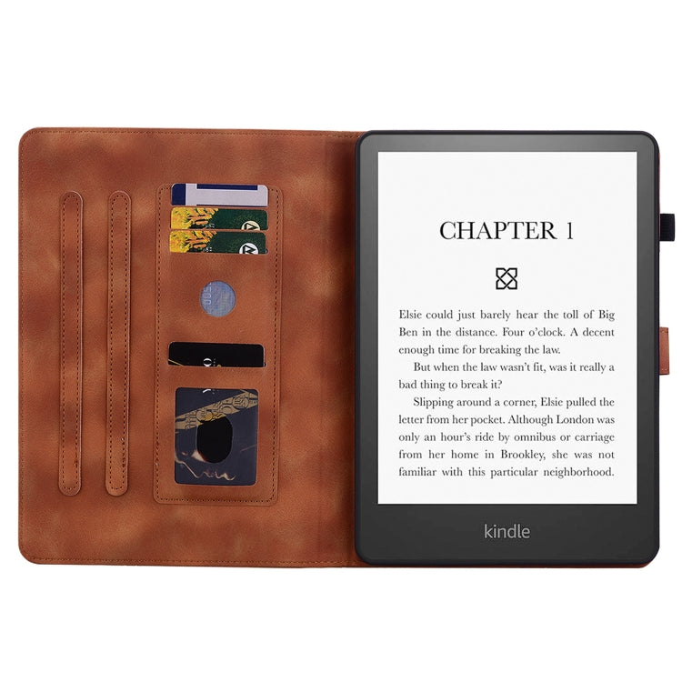 For Amazon Kindle Paperwhite 12th Gen 2024 Lily Embossed Leather Smart Tablet Case