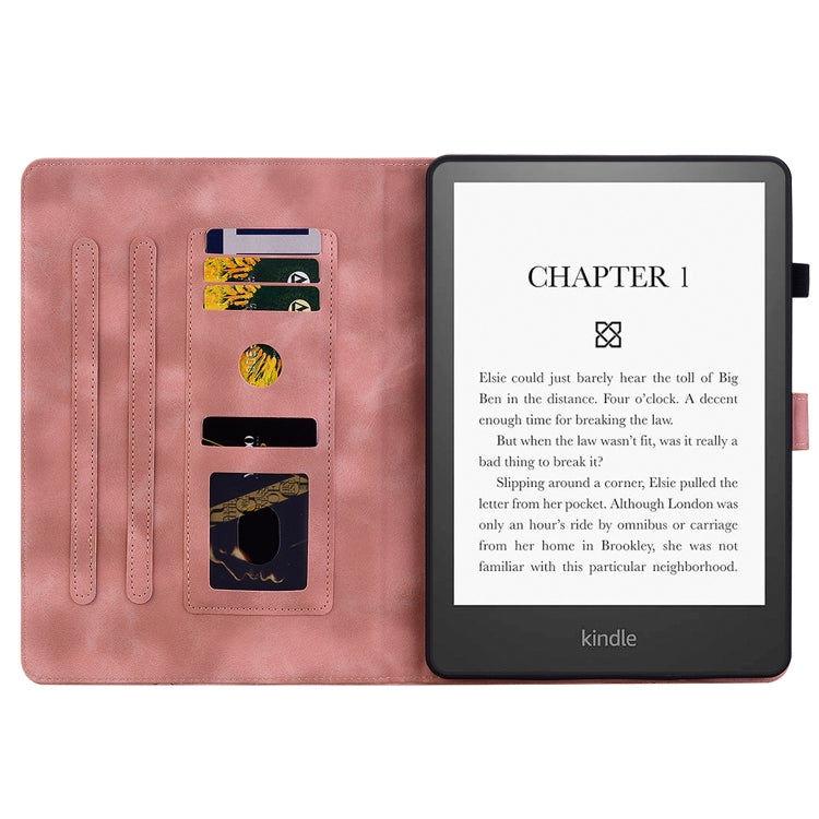 For Amazon Kindle Paperwhite 12th Gen 2024 Lily Embossed Leather Smart Tablet Case