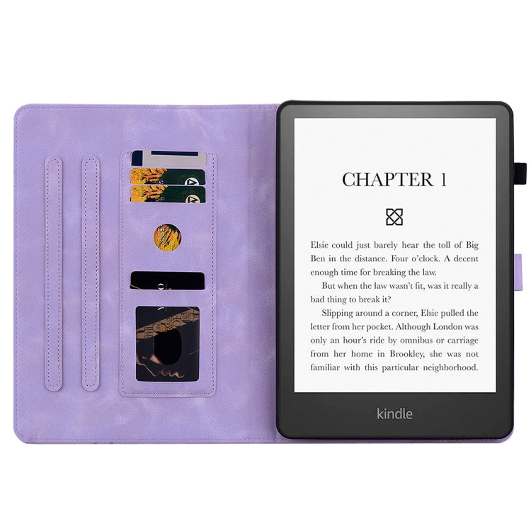 For Amazon Kindle Paperwhite 12th Gen 2024 Lily Embossed Leather Smart Tablet Case