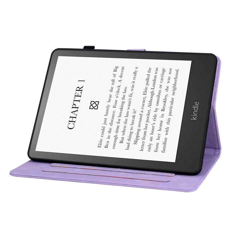 For Amazon Kindle Paperwhite 12th Gen 2024 Lily Embossed Leather Smart Tablet Case