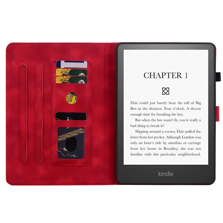 For Amazon Kindle Paperwhite 12th Gen 2024 Lily Embossed Leather Smart Tablet Case