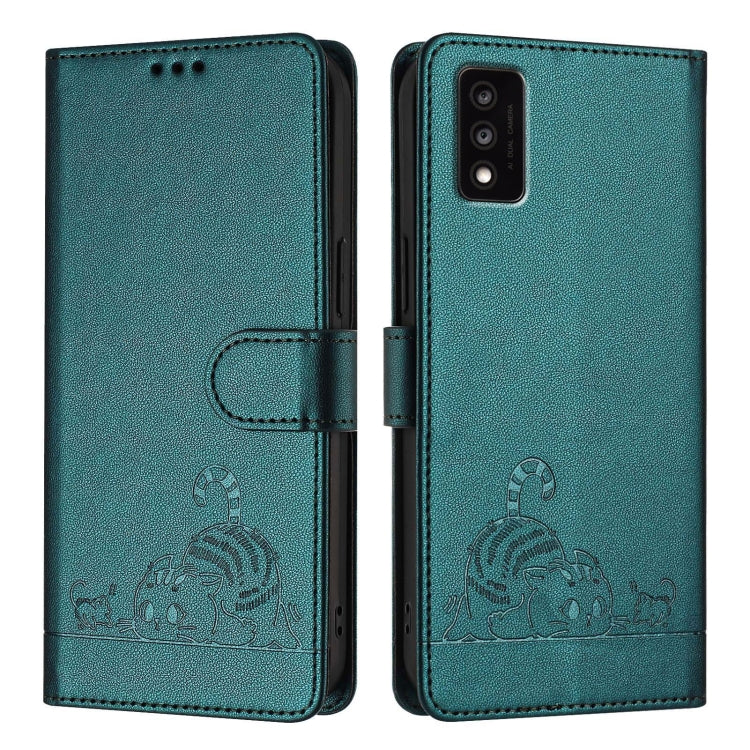 For TCL 30T T603DL Cat Rat Embossed Pattern RFID Leather Phone Case with Lanyard