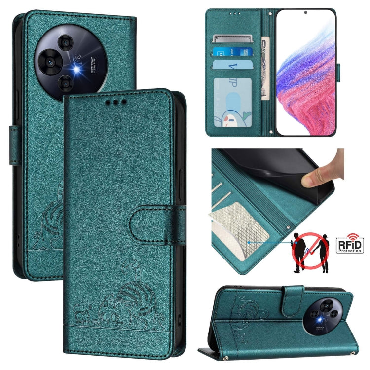 For TCL 50 Pro NxtPaper Cat Rat Embossed Pattern RFID Leather Phone Case with Lanyard