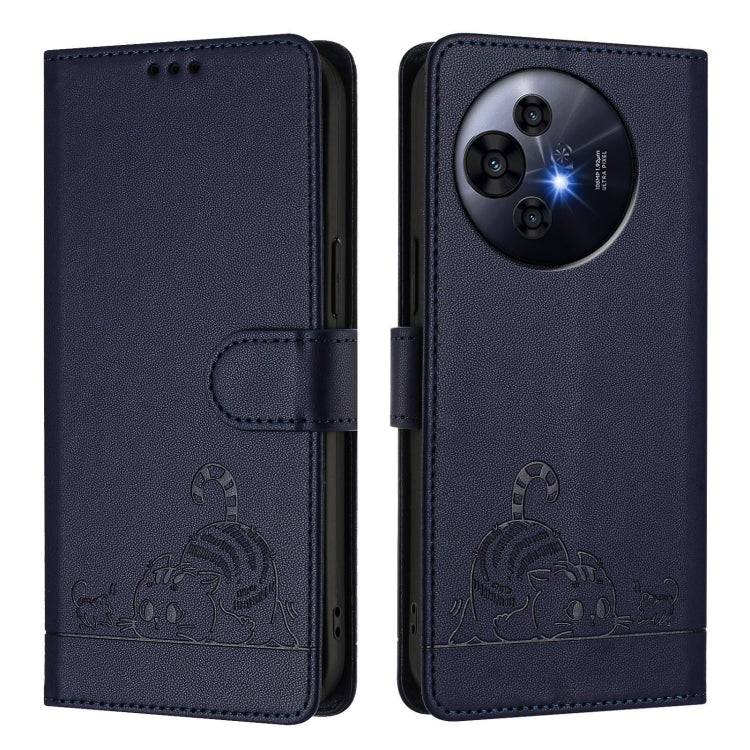 For TCL 50 Pro NxtPaper Cat Rat Embossed Pattern RFID Leather Phone Case with Lanyard