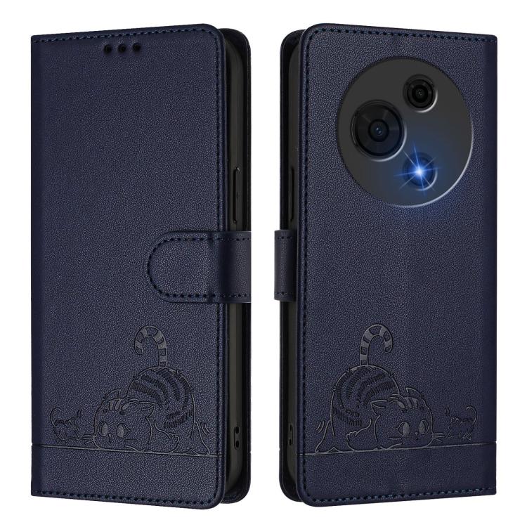 For TCL 60 NxtPaper Cat Rat Embossed Pattern RFID Leather Phone Case with Lanyard