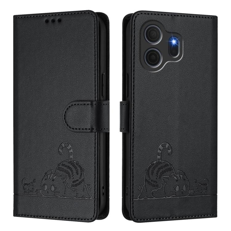 For TCL NxtPaper 70 Pro 5G Cat Rat Embossed Pattern RFID Leather Phone Case with Lanyard