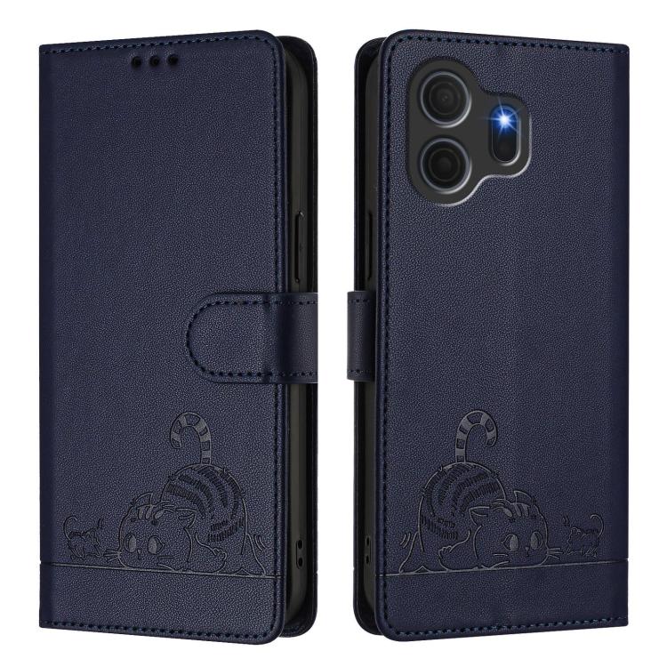 For TCL NxtPaper 70 Pro 5G Cat Rat Embossed Pattern RFID Leather Phone Case with Lanyard