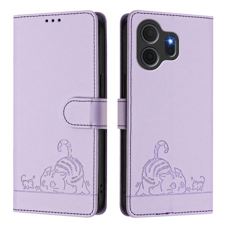 For TCL NxtPaper 70 Pro 5G Cat Rat Embossed Pattern RFID Leather Phone Case with Lanyard
