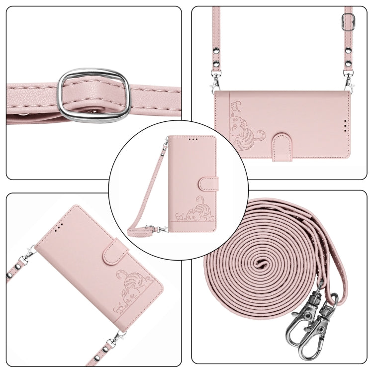 For vivo Y17S 5G India Cat Rat Embossed Pattern RFID Leather Phone Case with Lanyard