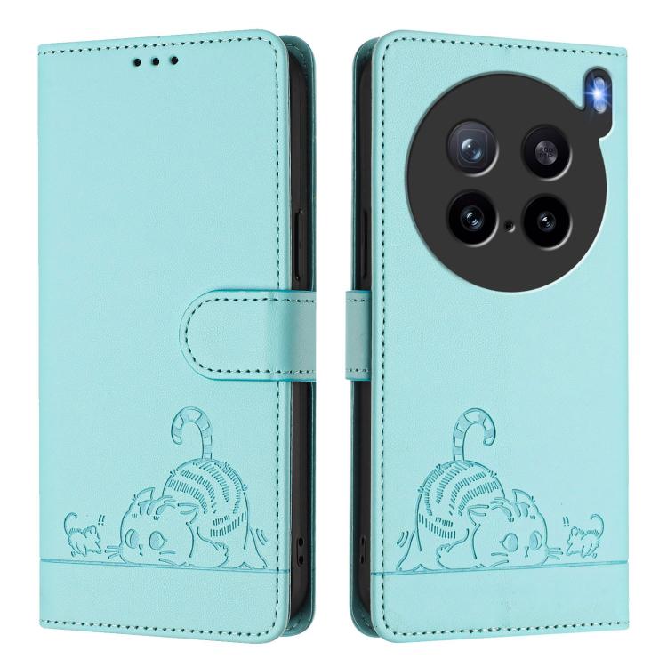 For vivo X200s 5G Cat Rat Embossed Pattern RFID Leather Phone Case with Lanyard