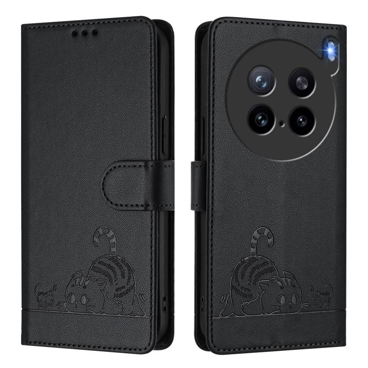 For vivo X200s 5G Cat Rat Embossed Pattern RFID Leather Phone Case with Lanyard