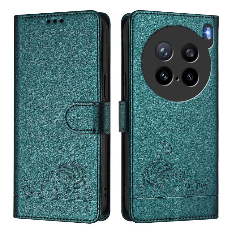 For vivo X200s 5G Cat Rat Embossed Pattern RFID Leather Phone Case with Lanyard