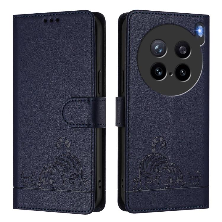 For vivo X200s 5G Cat Rat Embossed Pattern RFID Leather Phone Case with Lanyard