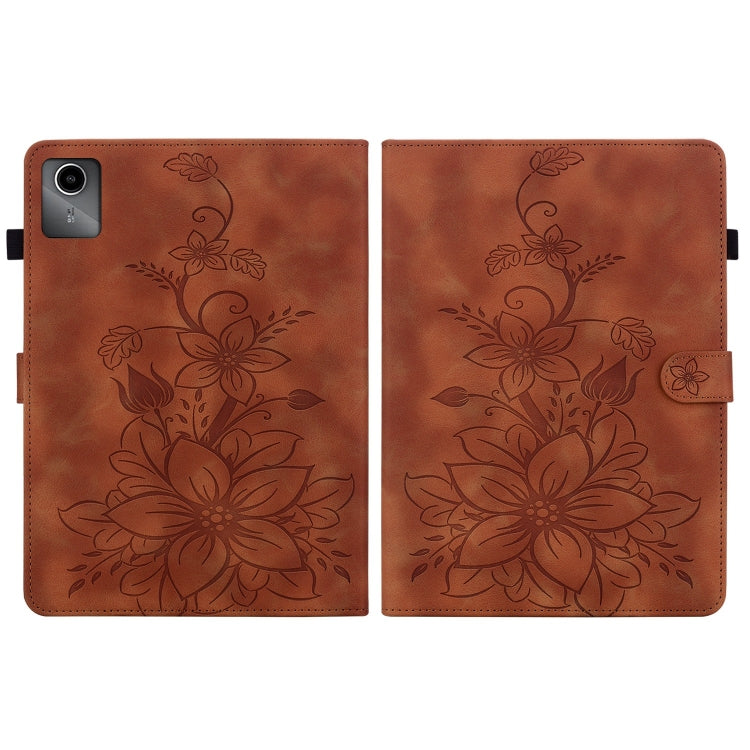 For Lenovo Tab M11/Xiaoxin Pad 11 2024 Lily Embossed Leather Tablet Case