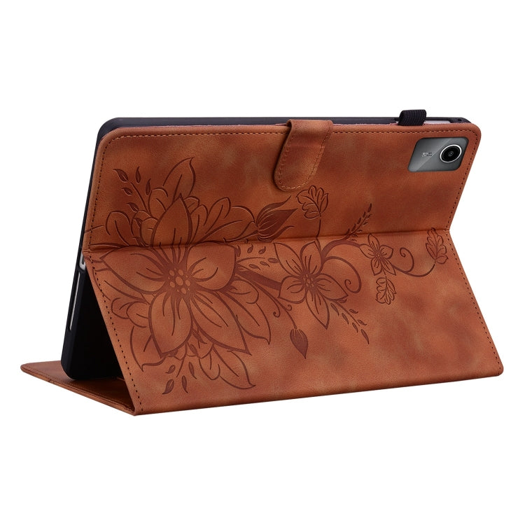 For Lenovo Tab M11/Xiaoxin Pad 11 2024 Lily Embossed Leather Tablet Case