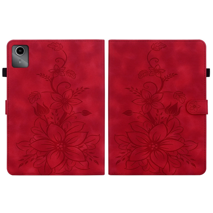 For Lenovo Tab M11/Xiaoxin Pad 11 2024 Lily Embossed Leather Tablet Case