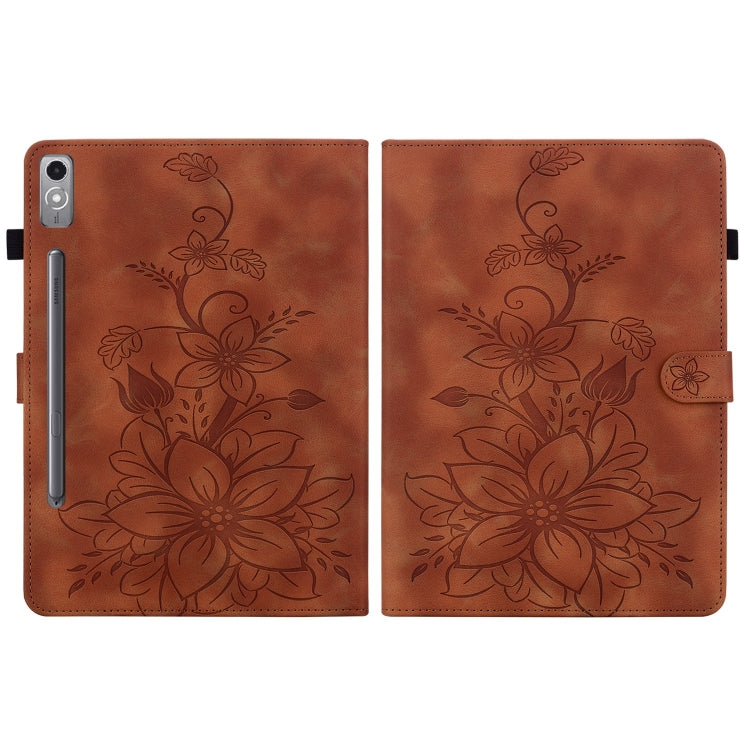 For Lenovo Tab P12 12.7 Lily Embossed Leather Tablet Case