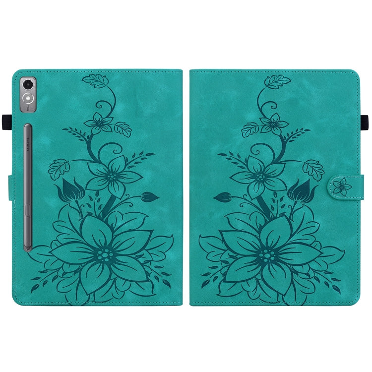 For Lenovo Tab P12 12.7 Lily Embossed Leather Tablet Case