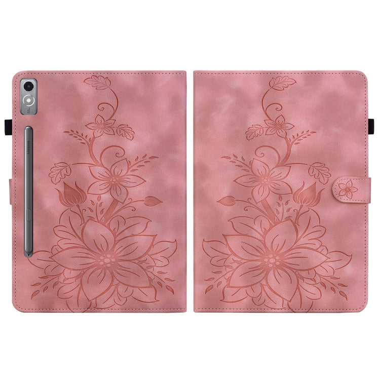 For Lenovo Tab P12 12.7 Lily Embossed Leather Tablet Case