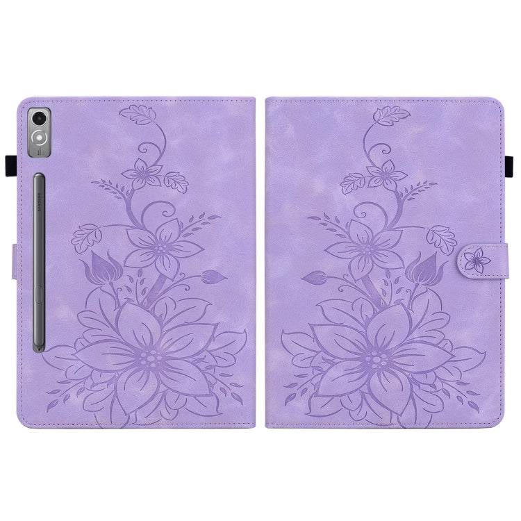 For Lenovo Tab P12 12.7 Lily Embossed Leather Tablet Case
