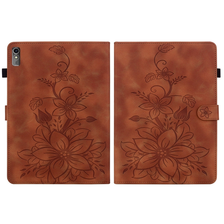 For Lenovo Tab M10 5G 2023 Lily Embossed Leather Tablet Case