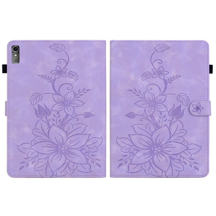 For Lenovo Tab M10 5G 2023 Lily Embossed Leather Tablet Case