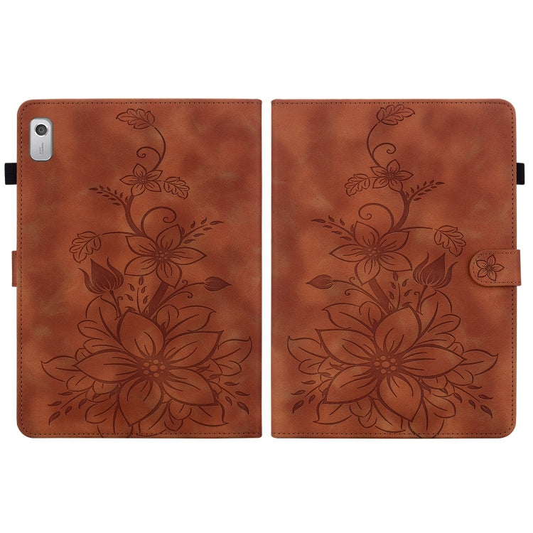 For Lenovo Tab M9 Lily Embossed Leather Tablet Case